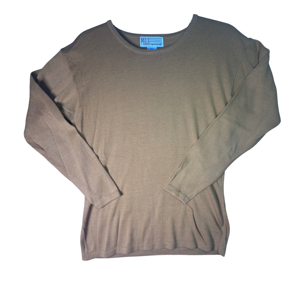 Milano Design Group Ribbed Knit Long Sleeve Sweater Minimalist Size S Mustard
